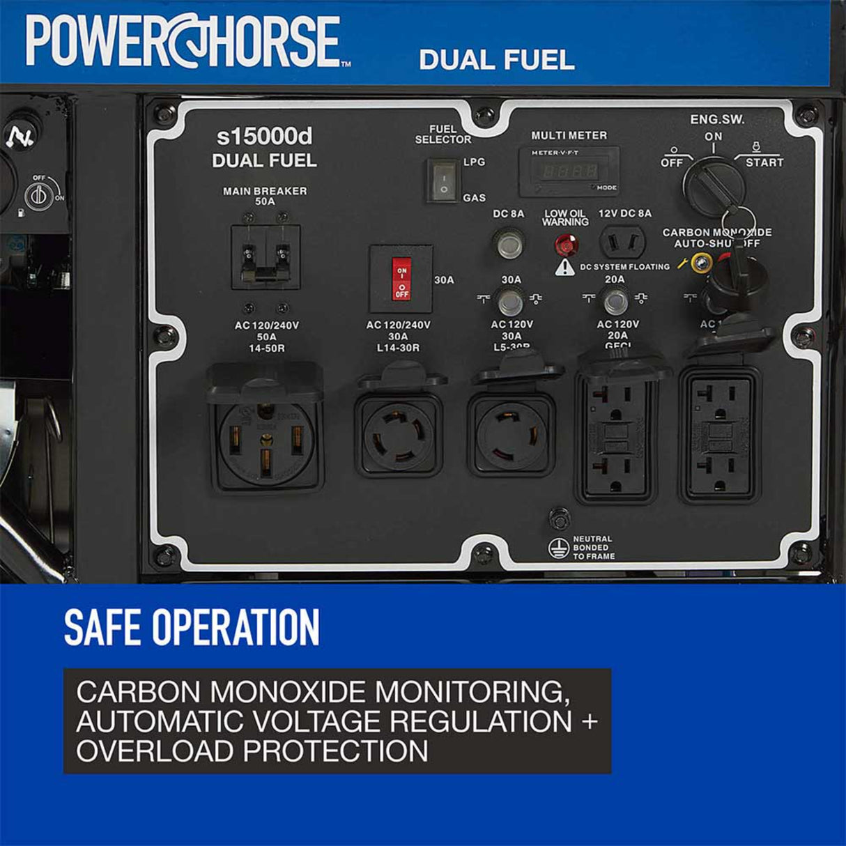 Powerhorse 6075687 Generator Dual Fuel 15,000 Surge Watt Electric Start