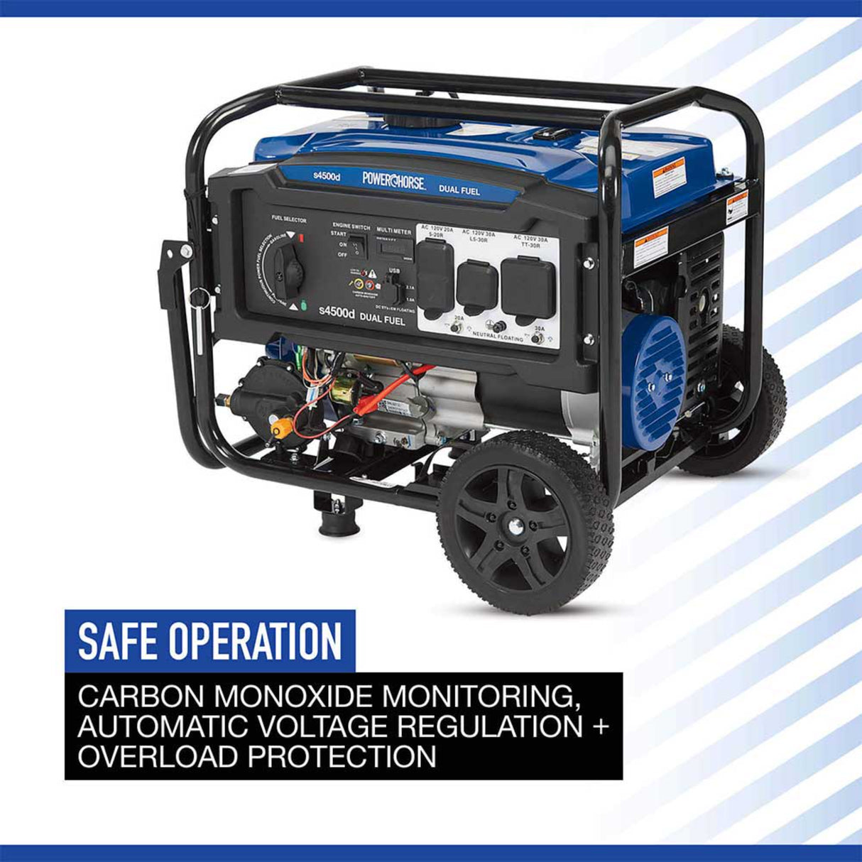 Powerhorse 6075716 Generator Dual Fuel 4500 Surge Watt Recoil Start