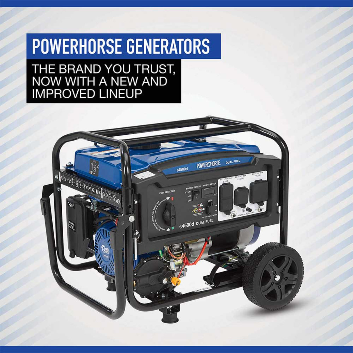 Powerhorse 6075716 Generator Dual Fuel 4500 Surge Watt Recoil Start