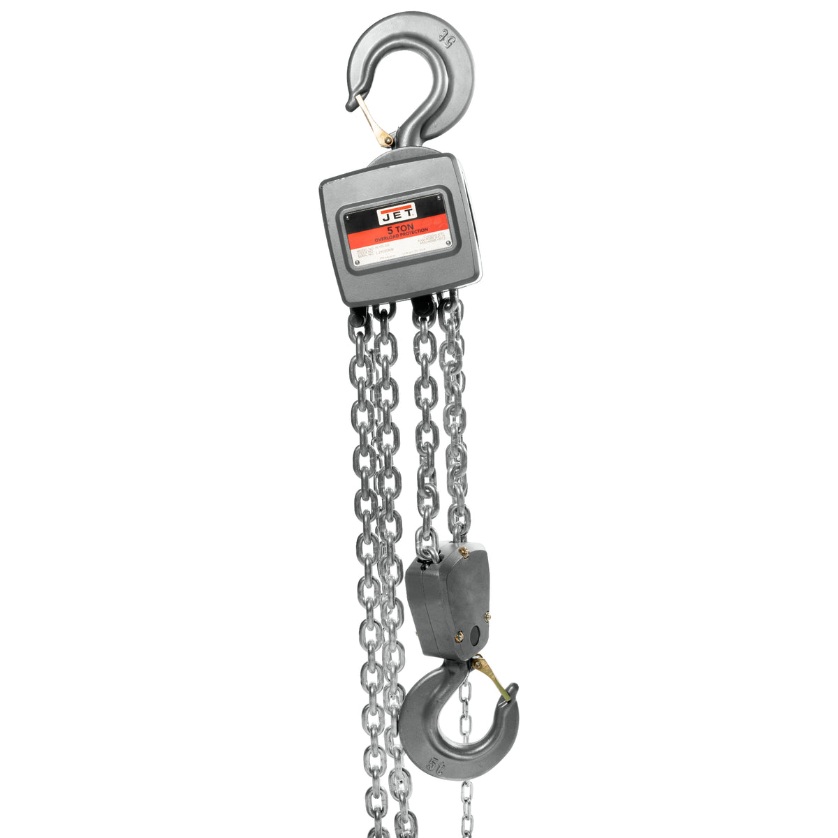 JET AL100-500-10 5-Ton Aluminum Hand Chain Hoist, 10' Lift