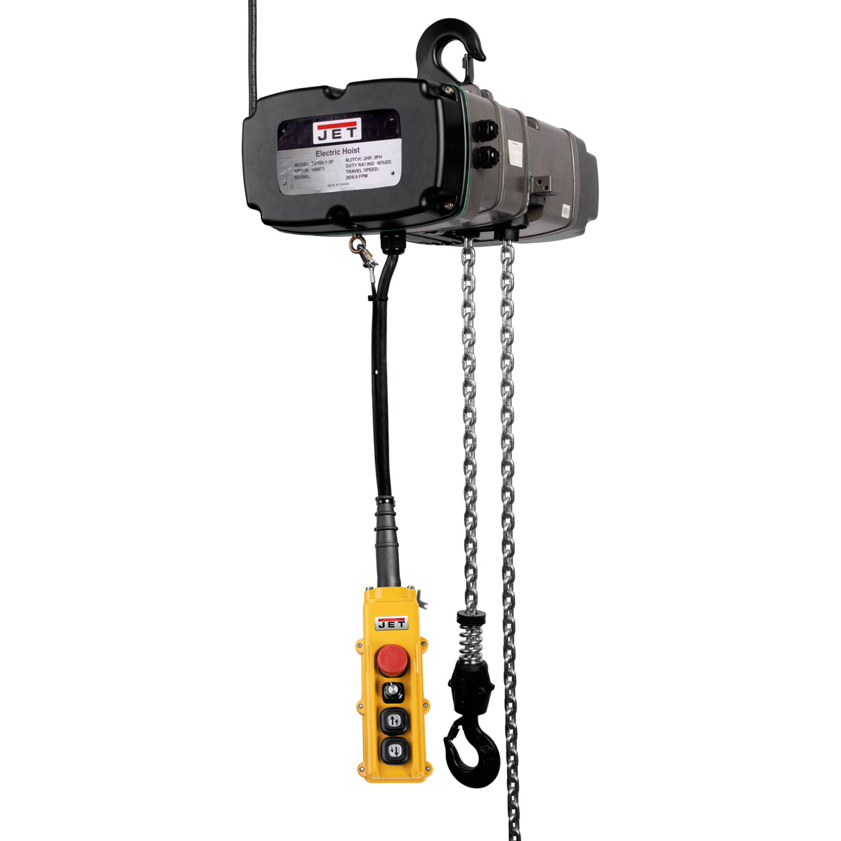 JET TS500-460-020 5-Ton Two-Speed Electric Chain Hoist, 3Ph, 20' Lift