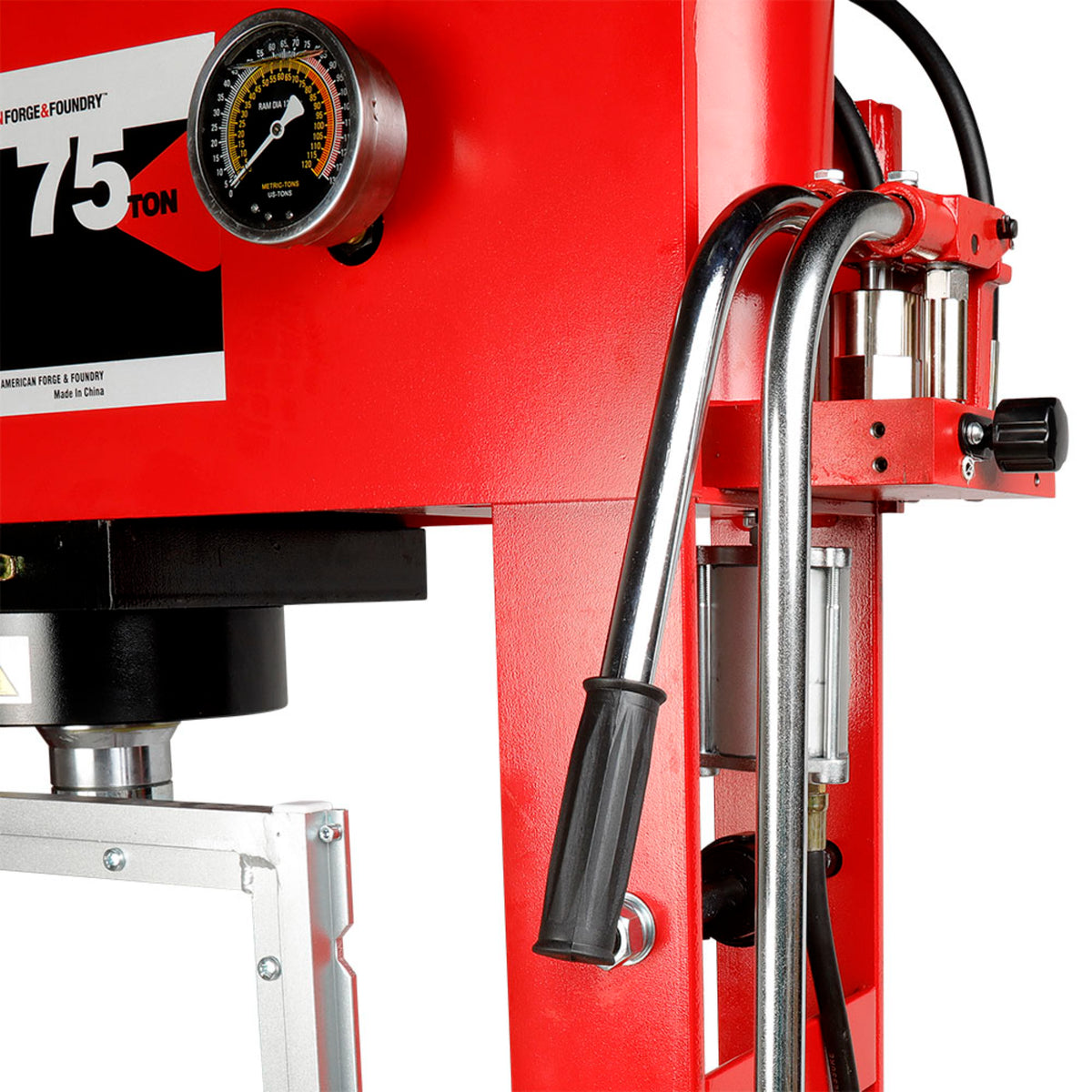 AFF 75-Ton Super-Duty Shop Press with Dual Air Motor & Cable Winch