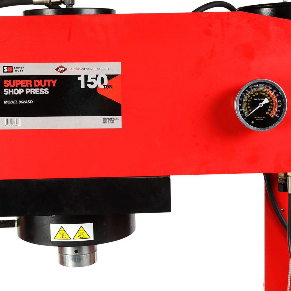AFF 150-Ton Super-Duty Shop Press with Dual Air Motor & Cable Winch