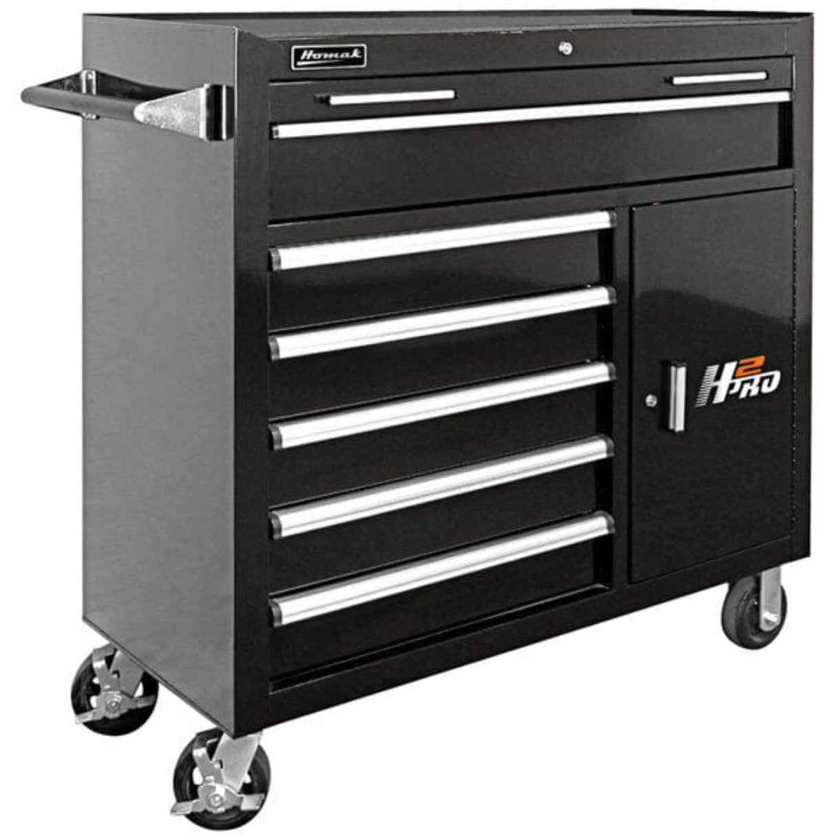Homak H2Pro 41" Roller Cabinet — 6 Drawer, Black