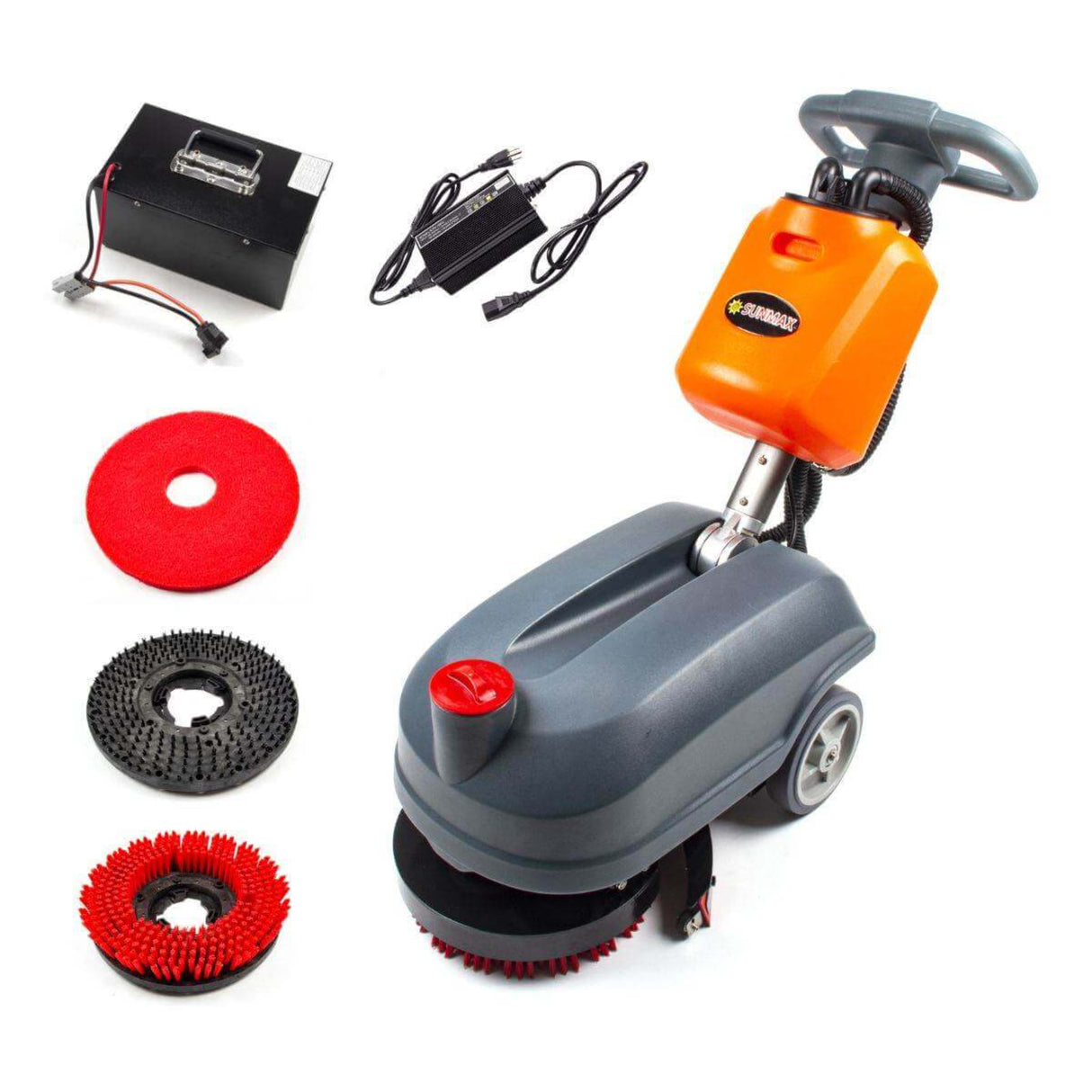 Sunmax RT15+ 14" Compact Walk-Behind Floor Scrubber, Heavy Duty Brush, 14500 sqft/h, Lithium battery