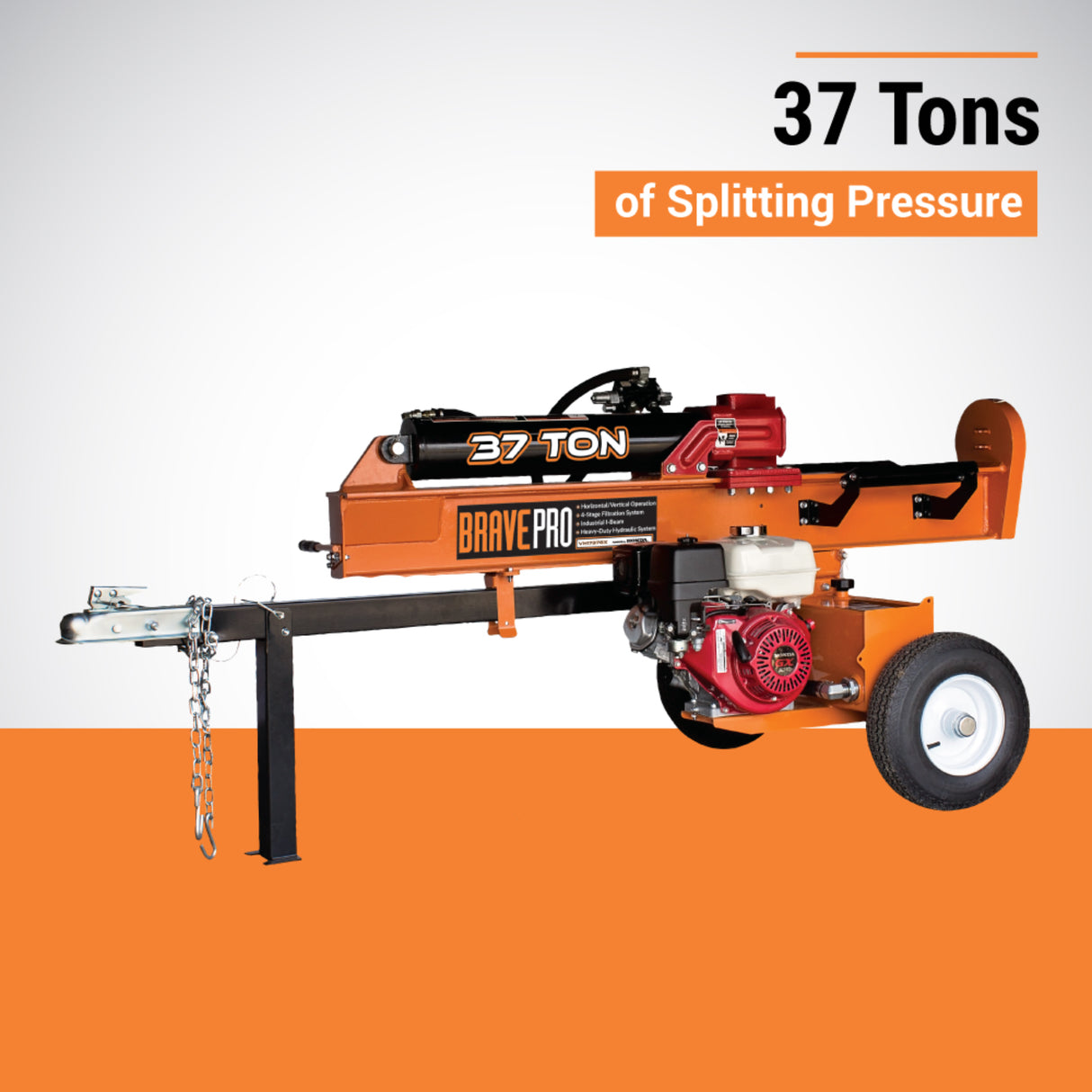 Brave 37-Ton Tow-Behind Log Splitter Honda GX270 Gas