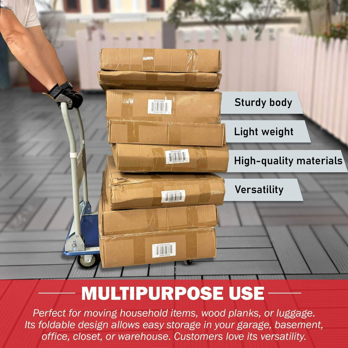 Sunmax PH150/PH300 Platform Hand Truck, 330-660 lbs Capacity