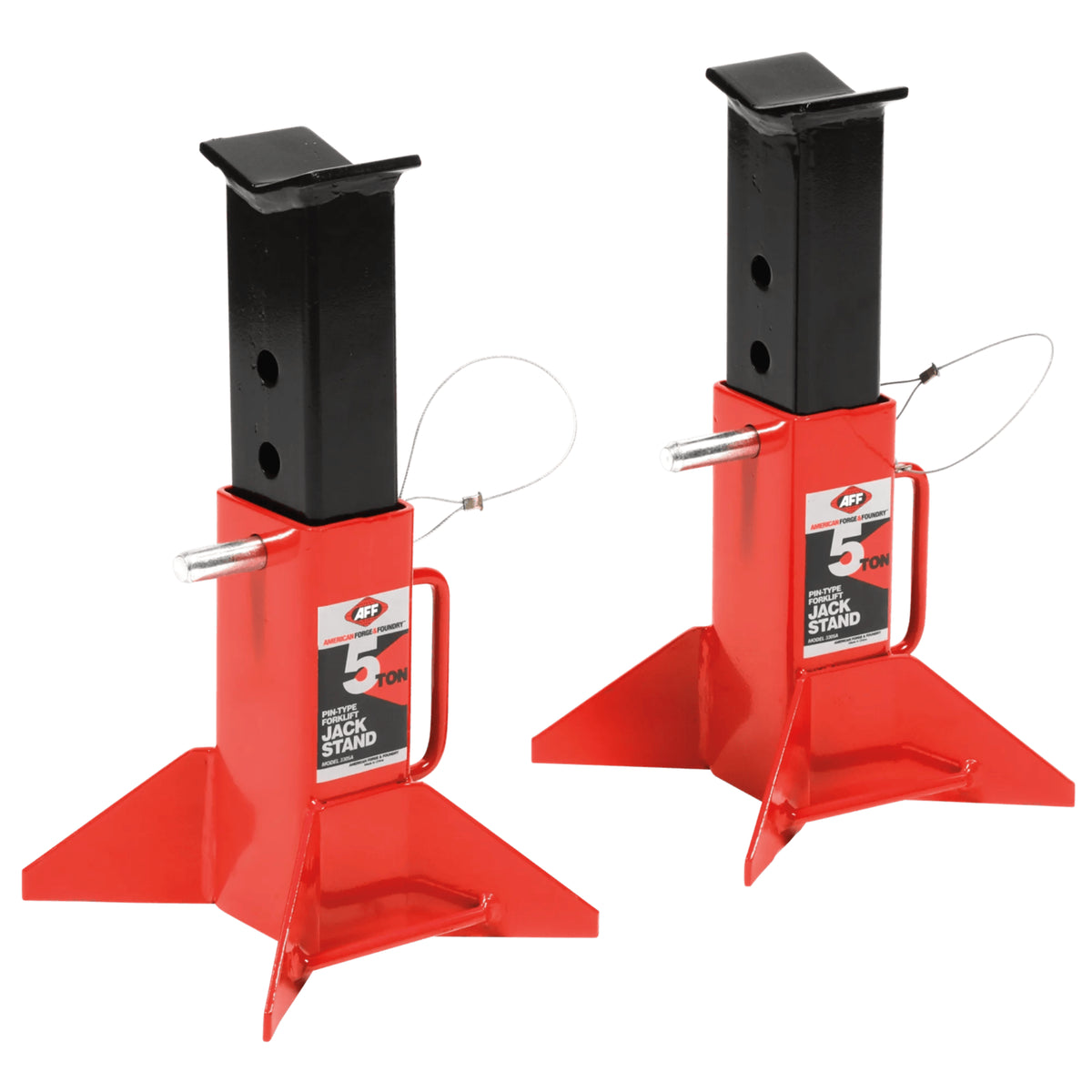 AFF 5-Ton Pin-Style Safety Stands, Pair with V-Shaped Saddles