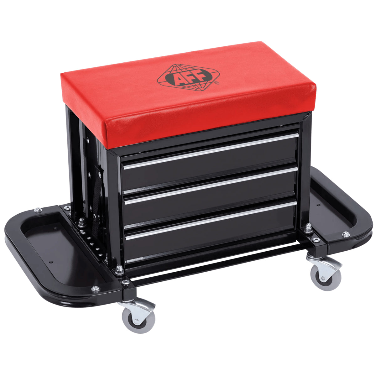 AFF 3-Drawer Rolling Tool Box Seat, 350-lb Capacity with Padded Vinyl Top
