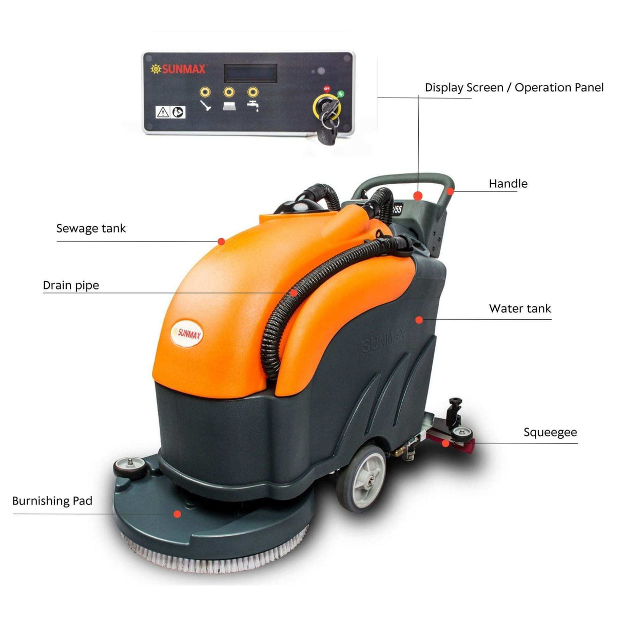 Sunmax RT50+ 22" Battery-Powered Floor Scrubber