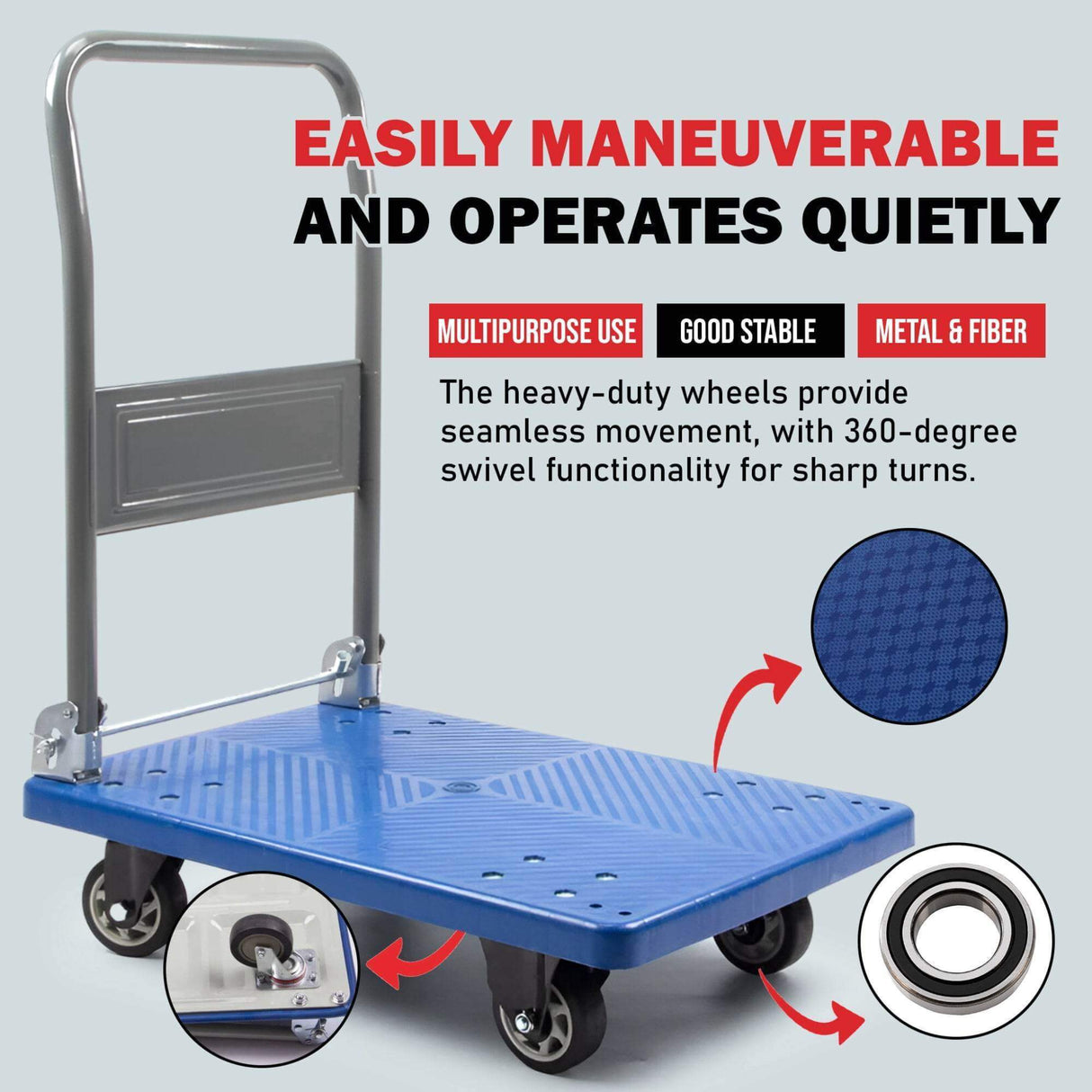 Sunmax PH150/PH300 Platform Hand Truck, 330-660 lbs Capacity