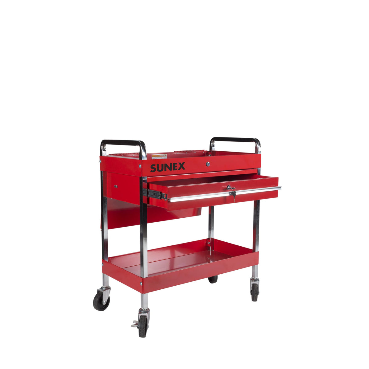 SUNEX Service Cart with Locking Top and Locking Drawer, 350 lb Capacity