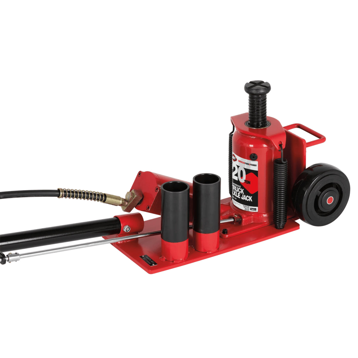 AFF 20-Ton Air/Hydraulic Axle Floor Jack with Self-Retracting Ram