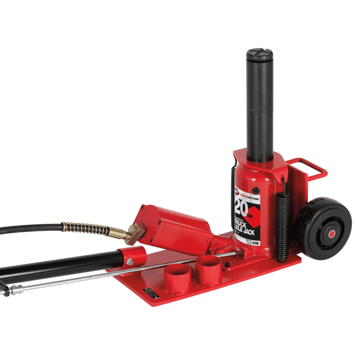 AFF 20-Ton Air/Hydraulic Axle Floor Jack with Self-Retracting Ram