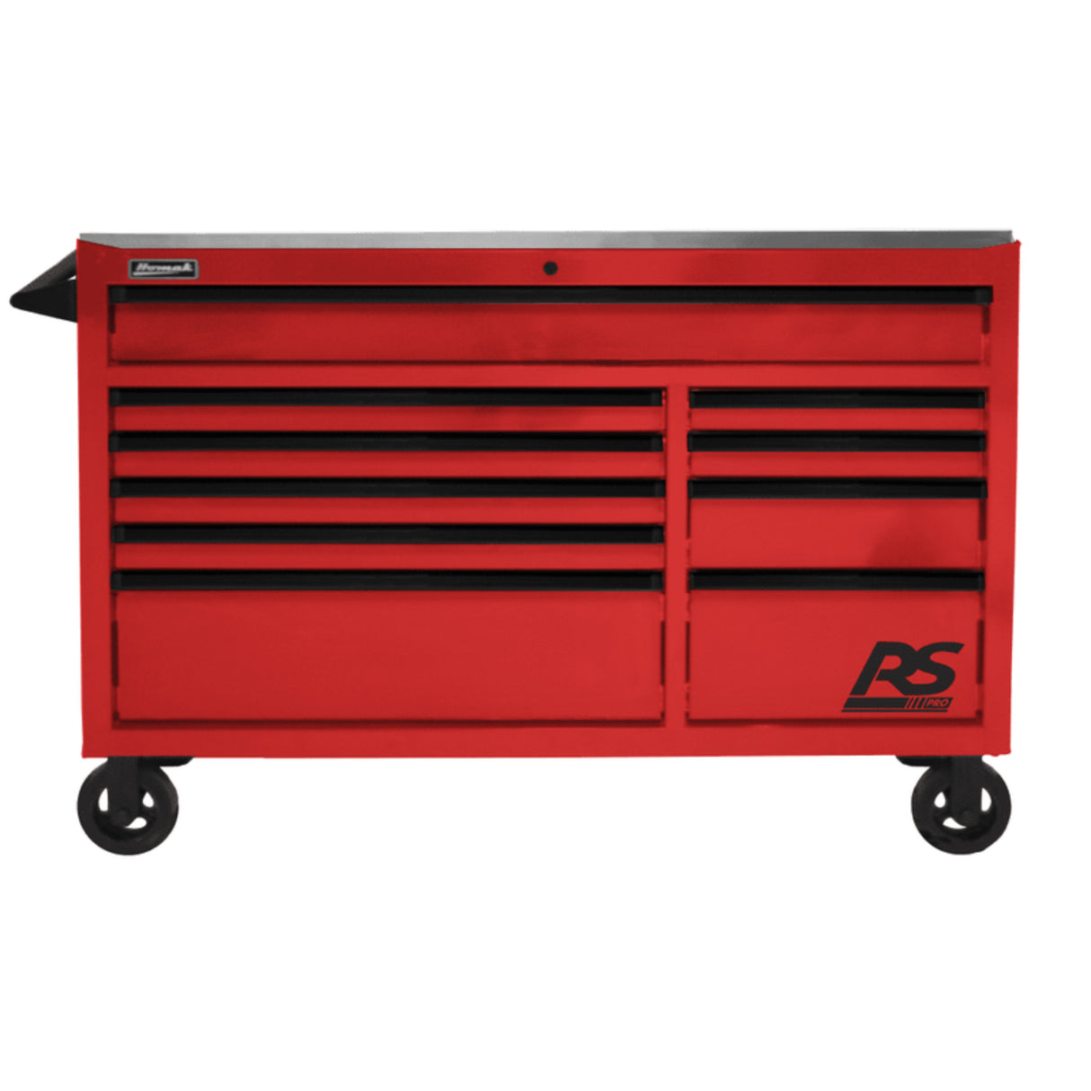 Homak RS Pro 54" Rolling Cabinet — 10 Drawer, Stainless Steel Top