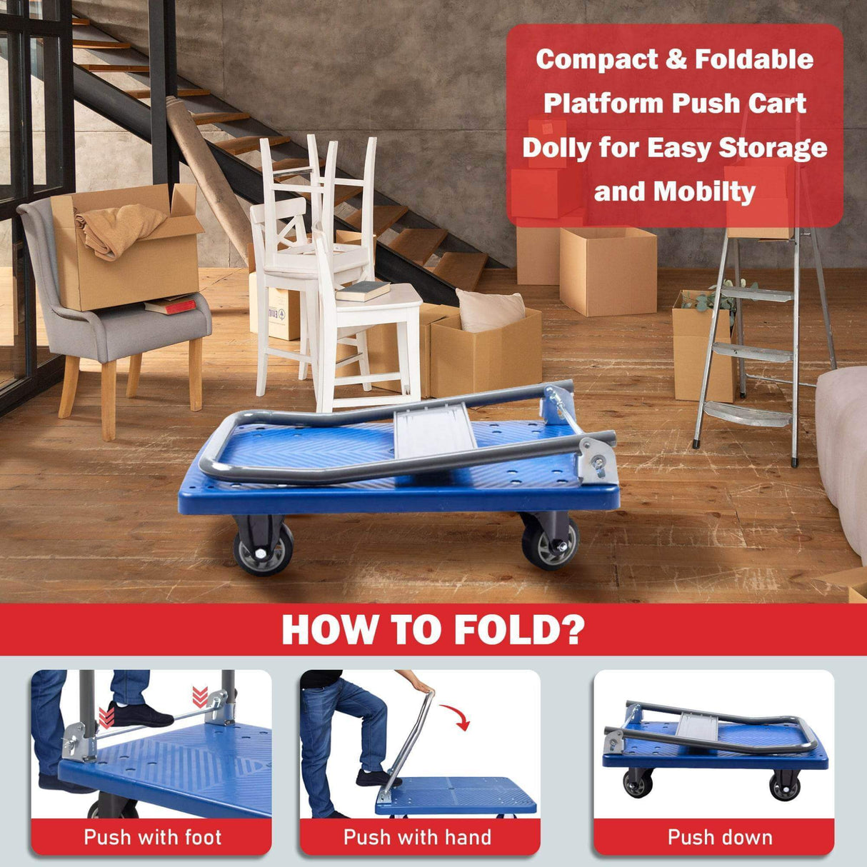 Sunmax PH150/PH300 Platform Hand Truck, 330-660 lbs Capacity