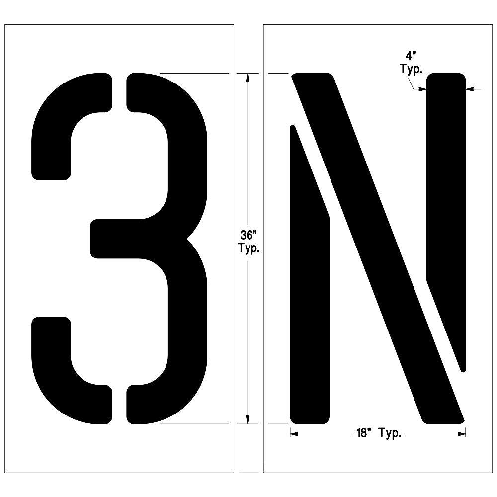 Newstripe 18″ to 36″ Individual Letter & Number Stencils