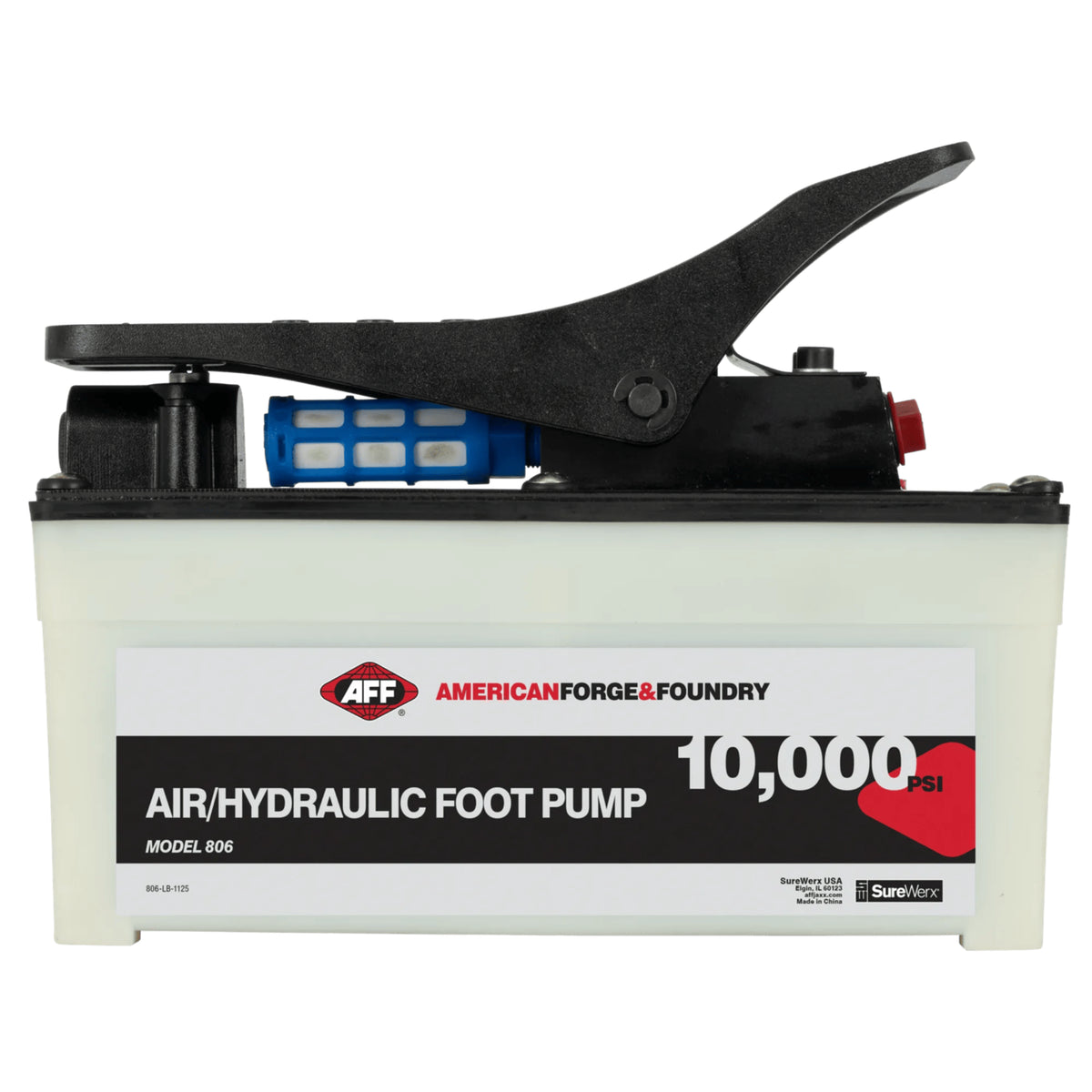 AFF Air/Hydraulic Foot Pump, 10,000 PSI with Overload Protection