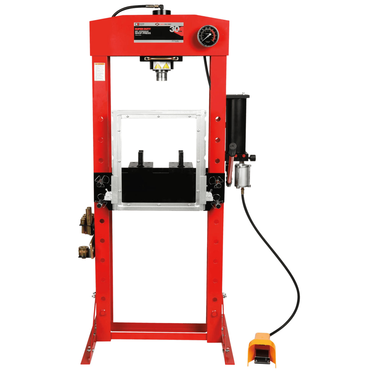 AFF 30-Ton Super-Duty Shop Press with Dual Air Motor & Glycerin Gauge