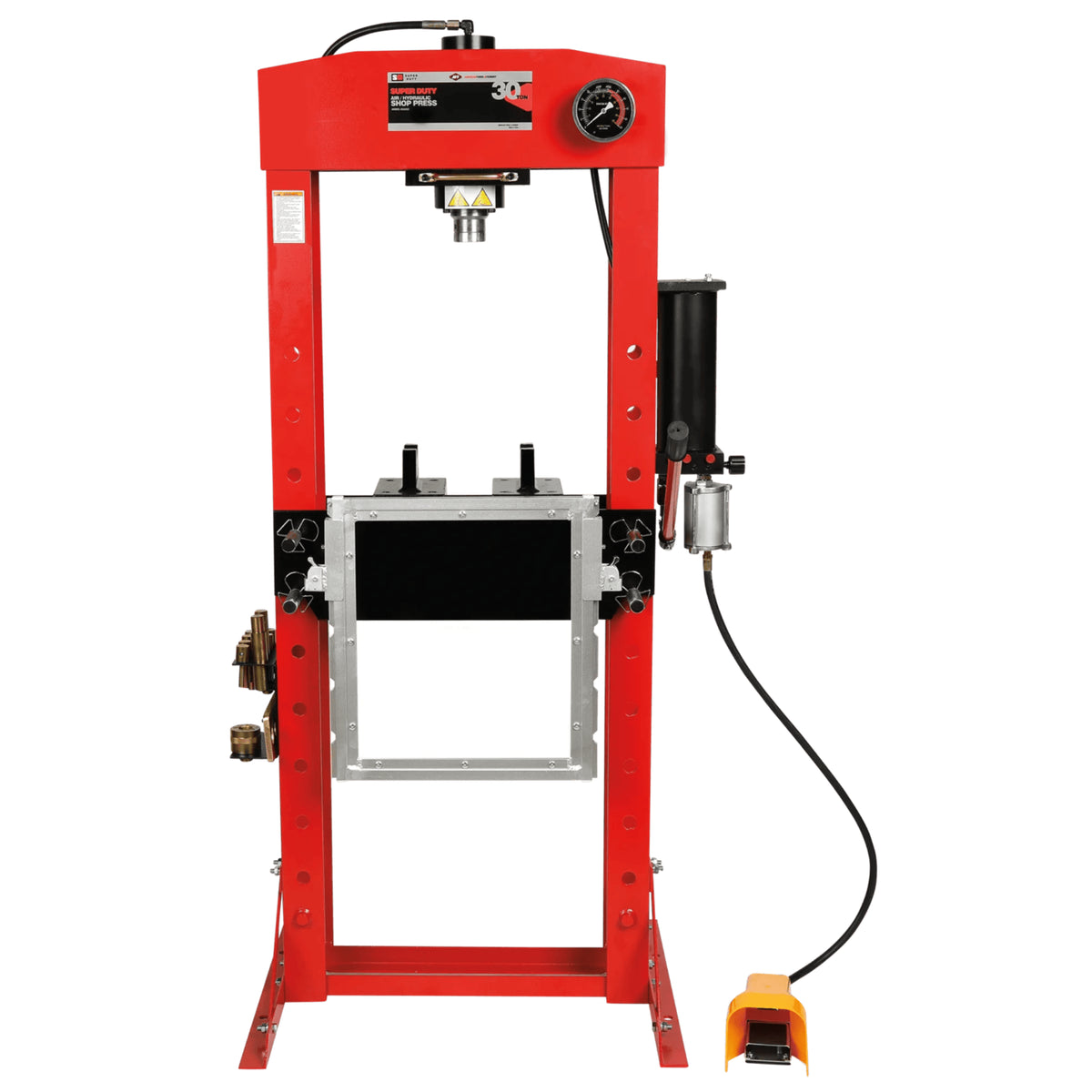 AFF 30-Ton Super-Duty Shop Press with Dual Air Motor & Glycerin Gauge