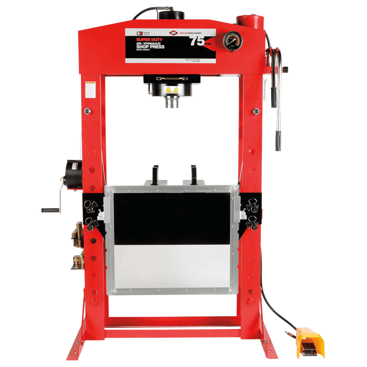 AFF 75-Ton Super-Duty Shop Press with Dual Air Motor & Cable Winch