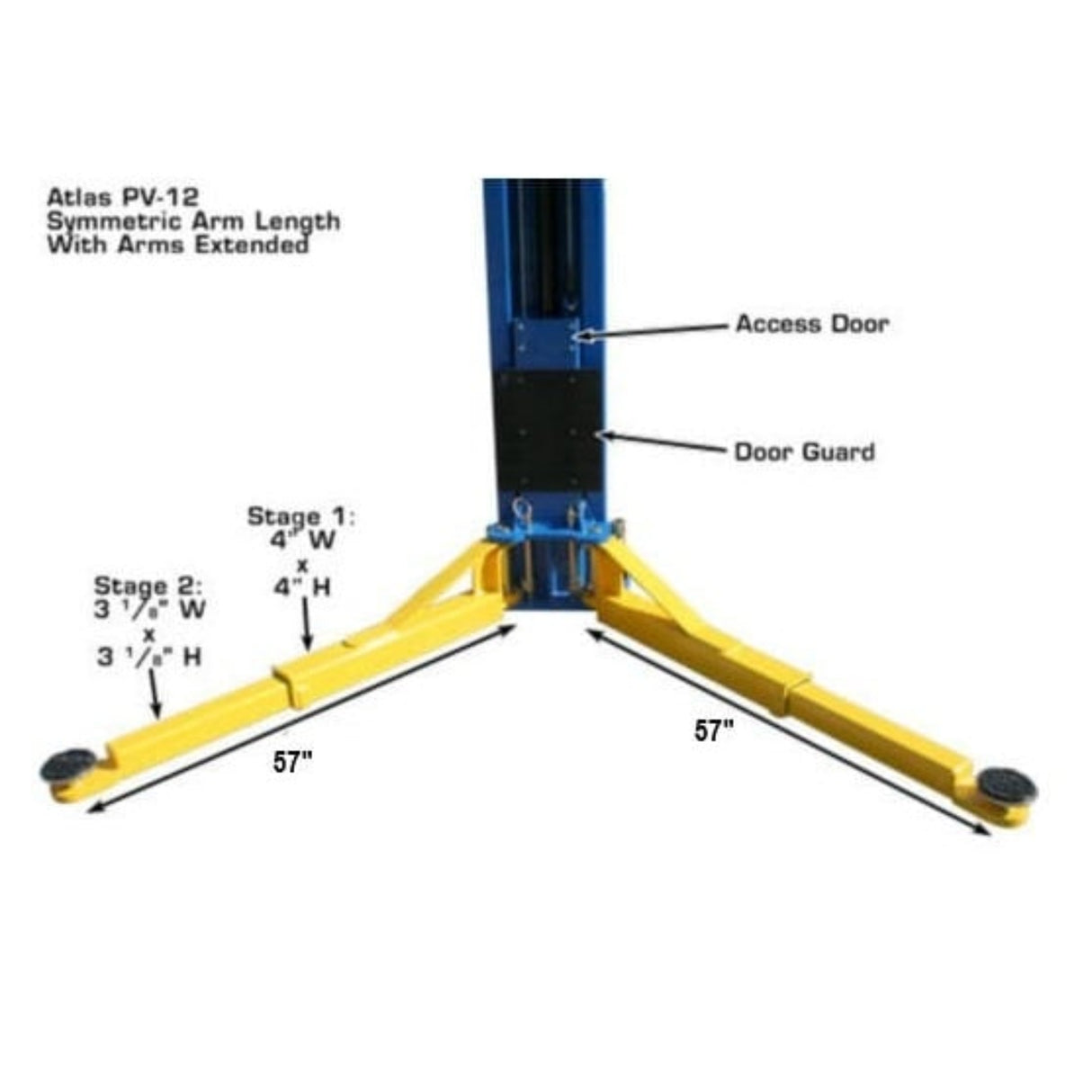 Atlas 12,000 lb. Heavy Duty 2-Post Lift w/ 3-Stage Arms
