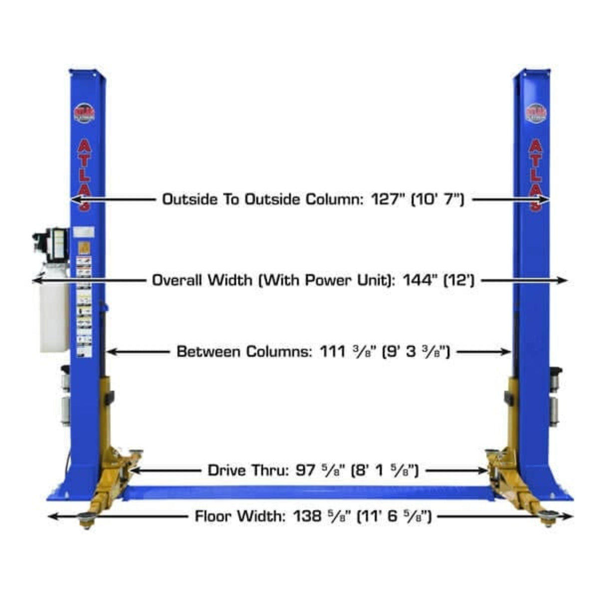 Atlas Platinum PVL9BP ALI Certified 9,000 lb Baseplate 2-Post Lift