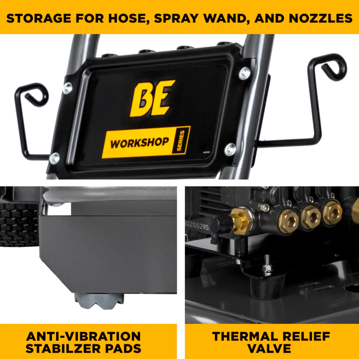 BE Power 1,500 PSI 1.6 GPM Workshop Electric Pressure Washer