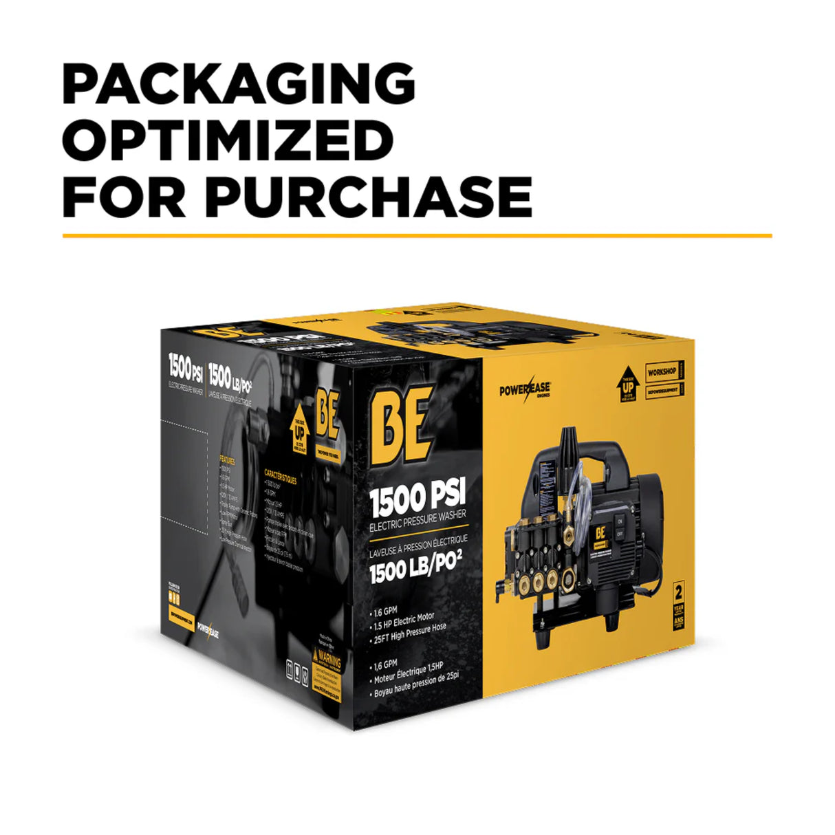 BE Power P1515EPN 1,500 PSI 1.6 GPM Hand-Carry Electric Pressure Washer