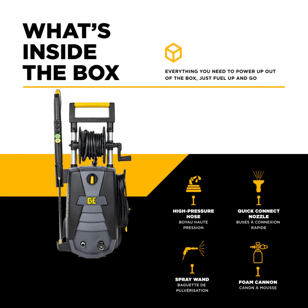 BE Power P2115EN 2,150 PSI 1.6 GPM Cold Water Electric Pressure Washer