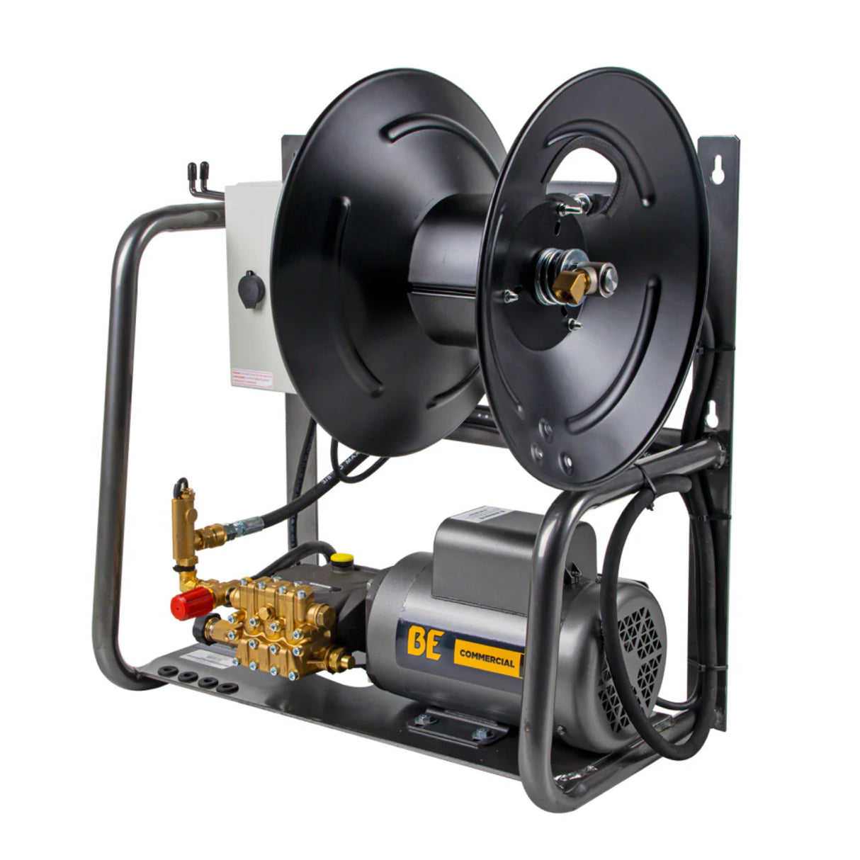 BE Power 1,500 PSI Hot-Water-Capable Wall-Mount Electric Pressure Washer with Baldor Motor