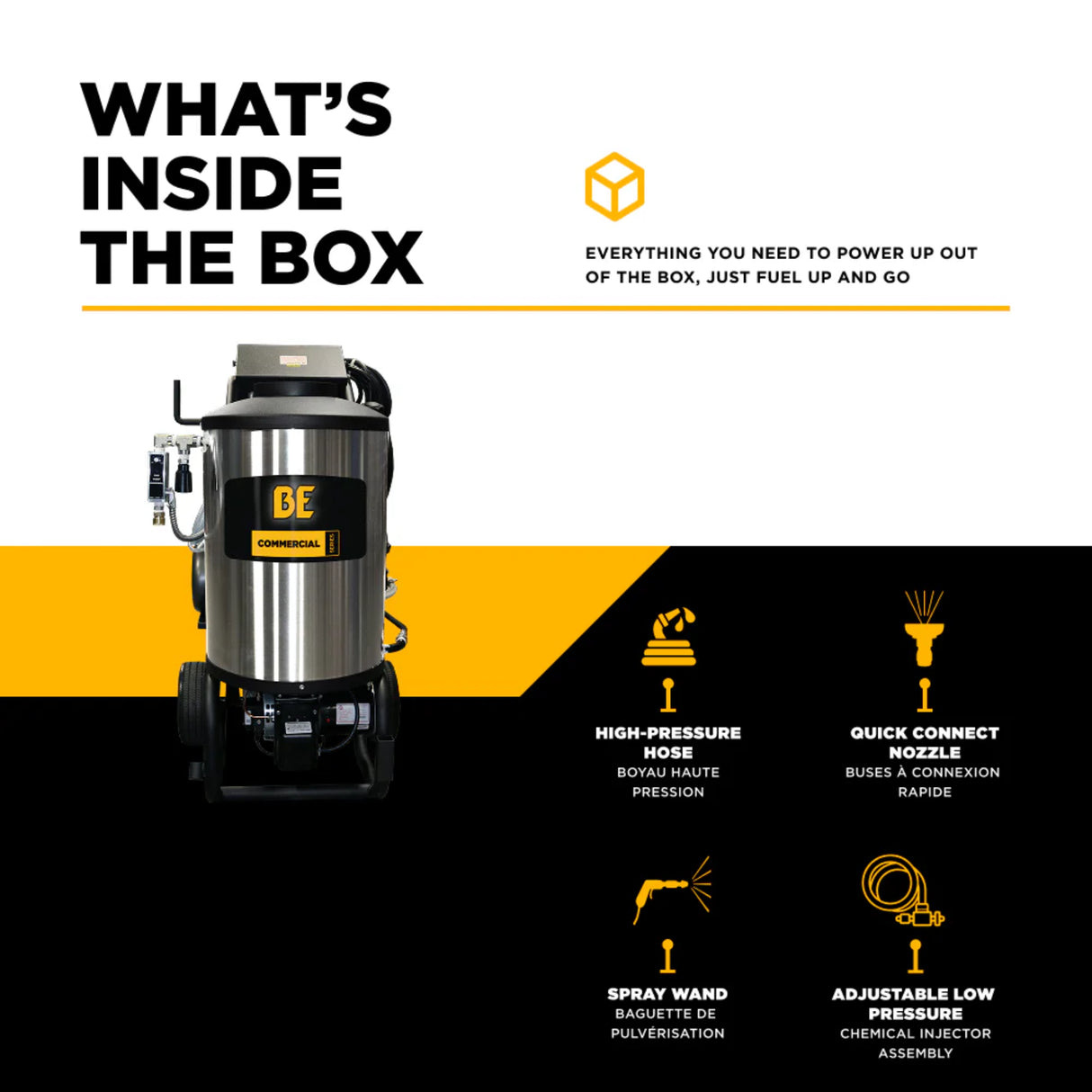 BE Power 2,300 PSI Commercial Electric Hot Water Pressure Washer
