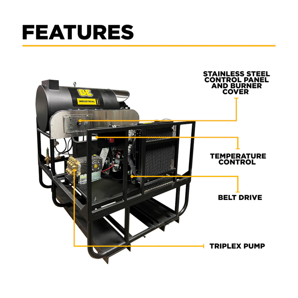 BE Power 3,500 PSI Industrial Diesel Truck-Mount Hot Water Pressure Washer