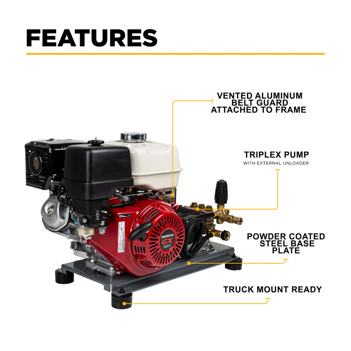 BE Power 4,200 PSI Industrial Truck-Mount Cold Water Gas Pressure Washer