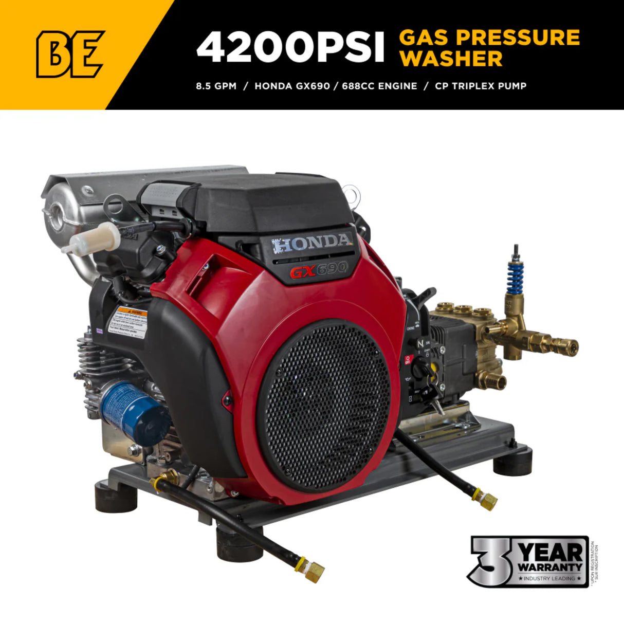 BE Power B4224HETBAS 4,200 PSI 8.5 GPM Truck-Mount Pressure Washer