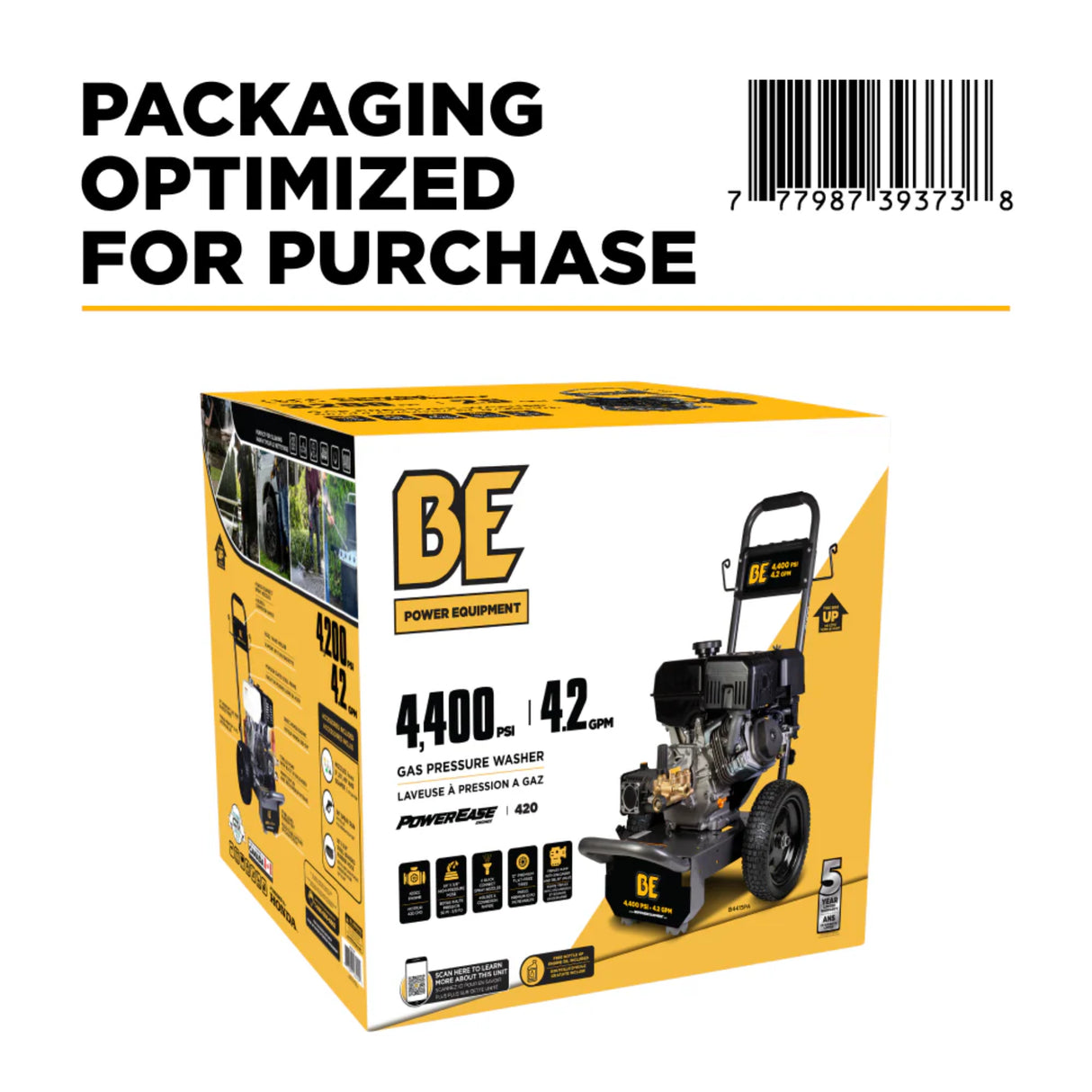 BE Power B4415PA 4,400 PSI 4.2 GPM Powerease Gas Pressure Washer