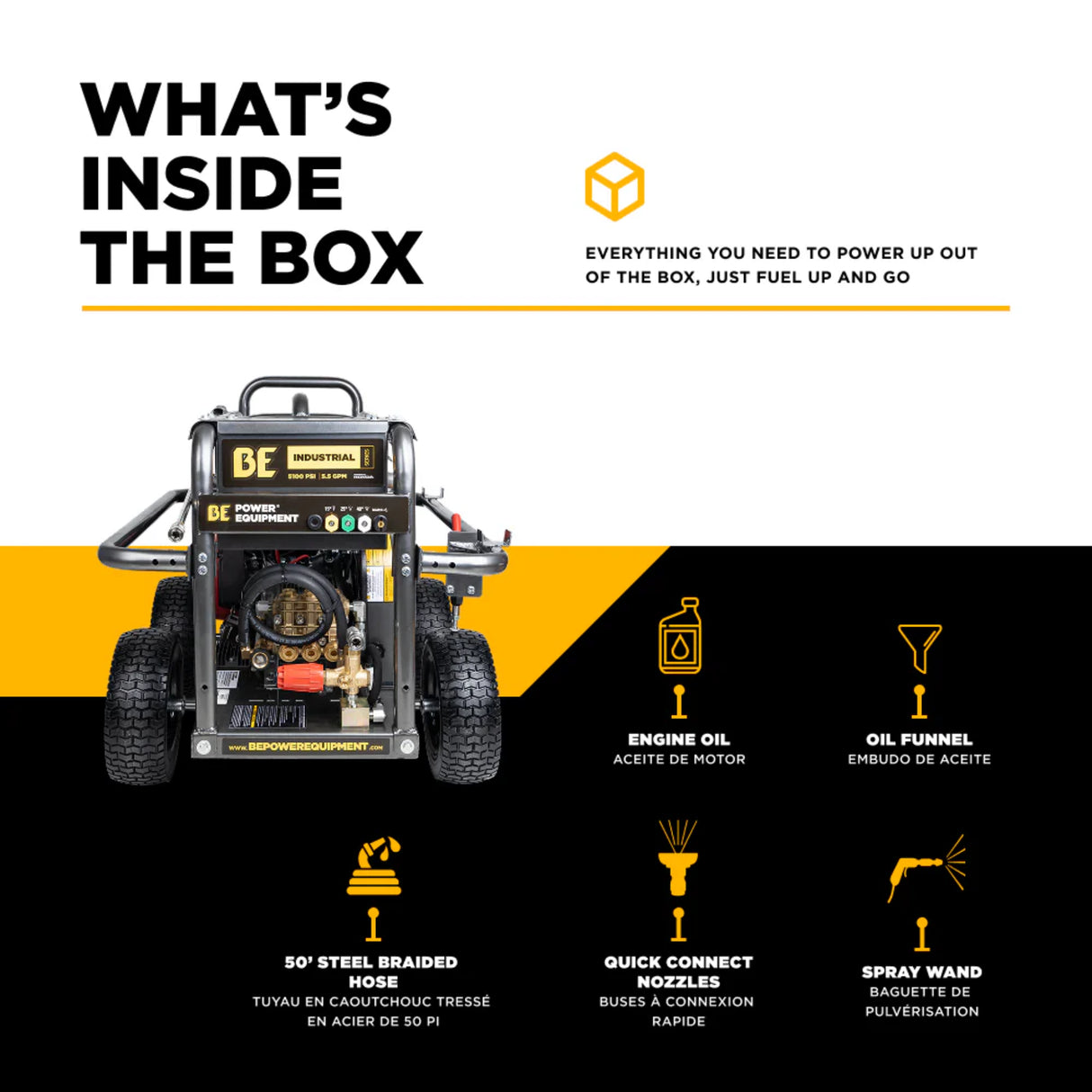 BE Power B5024HEBAS 5,100 PSI 5.5 GPM Industrial Gas Pressure Washer