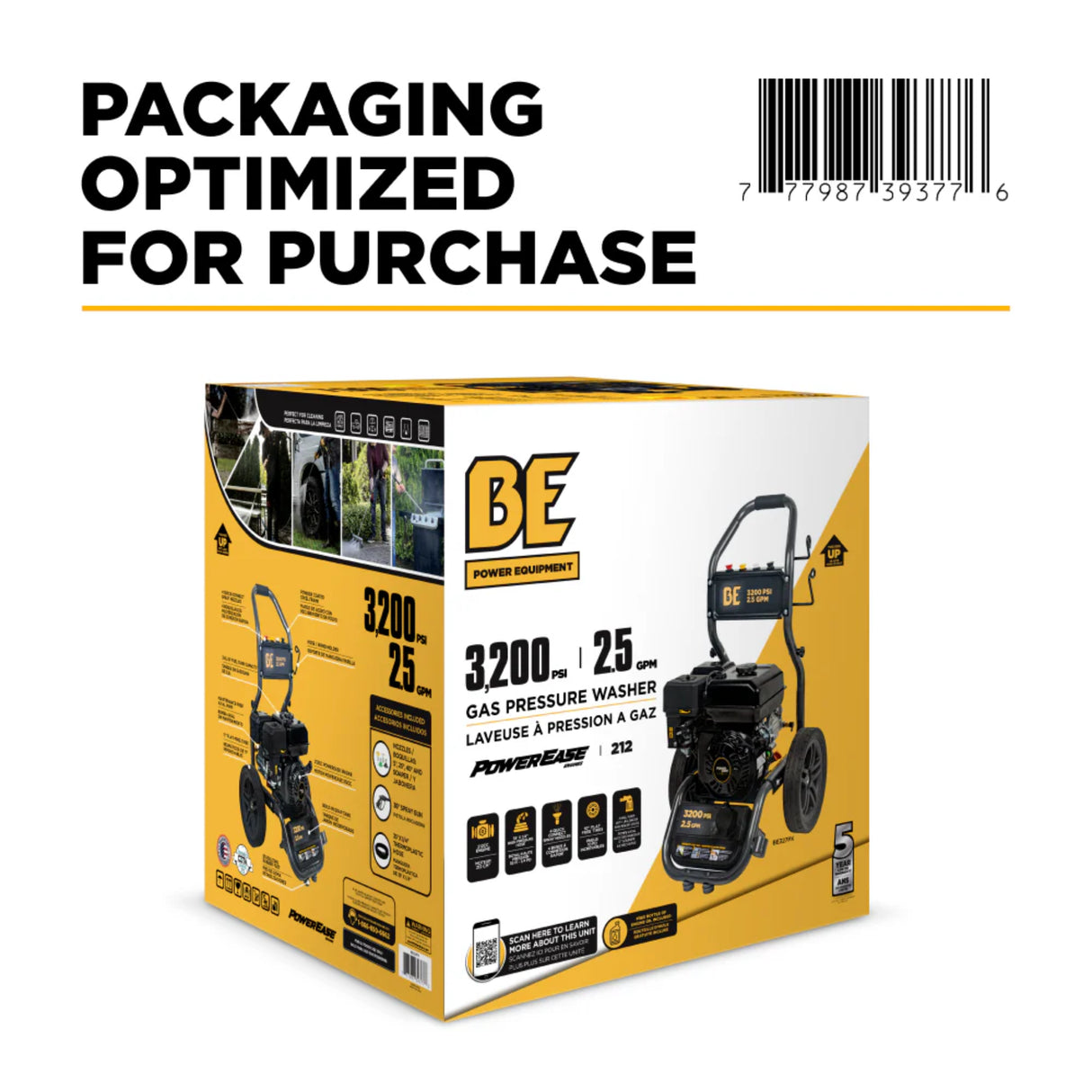 BE Power BE327PX 3,200 PSI 2.5 GPM Powerease Gas Pressure Washer