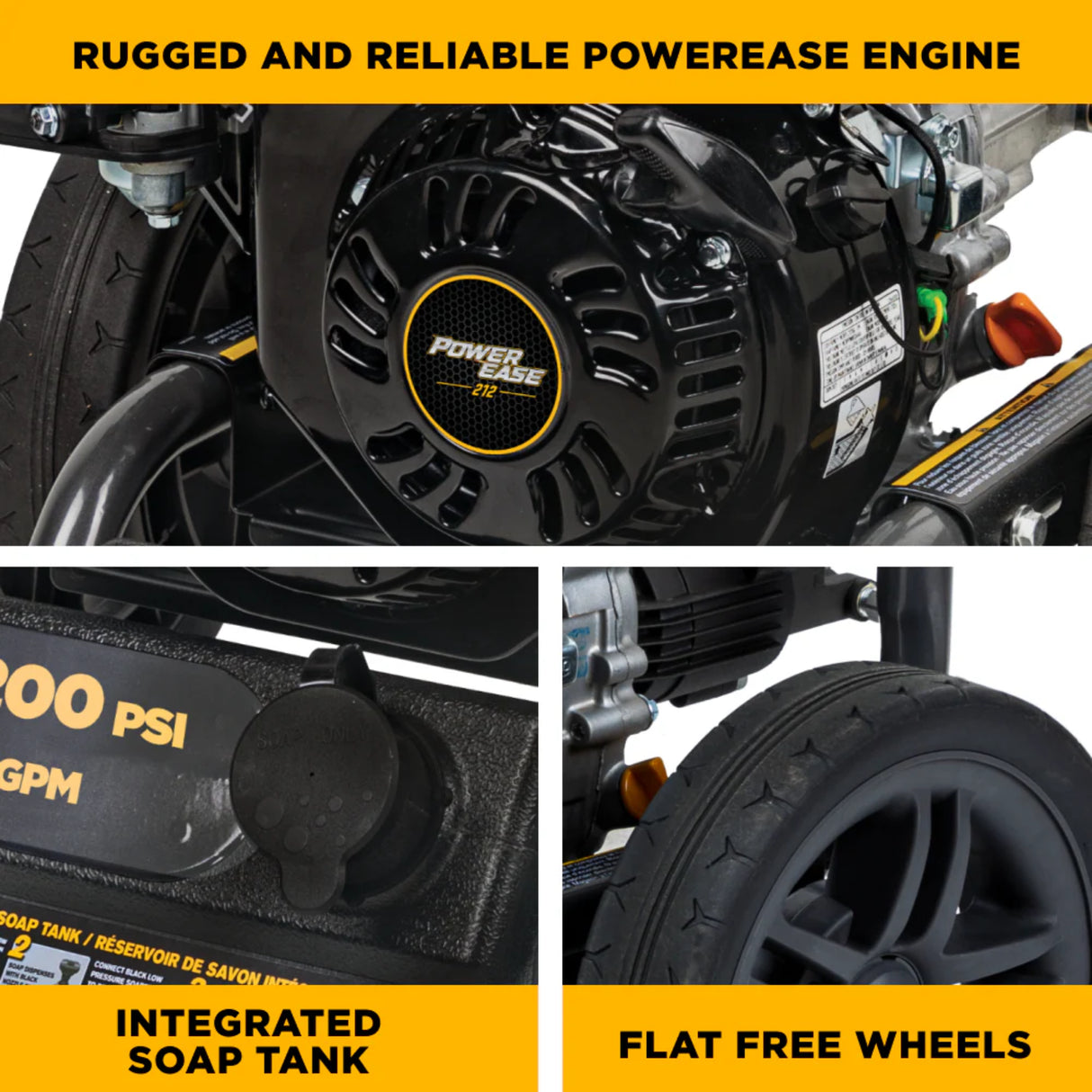 BE Power BE3475PX 3,400 PSI 2.5 GPM Powerease Gas Pressure Washer