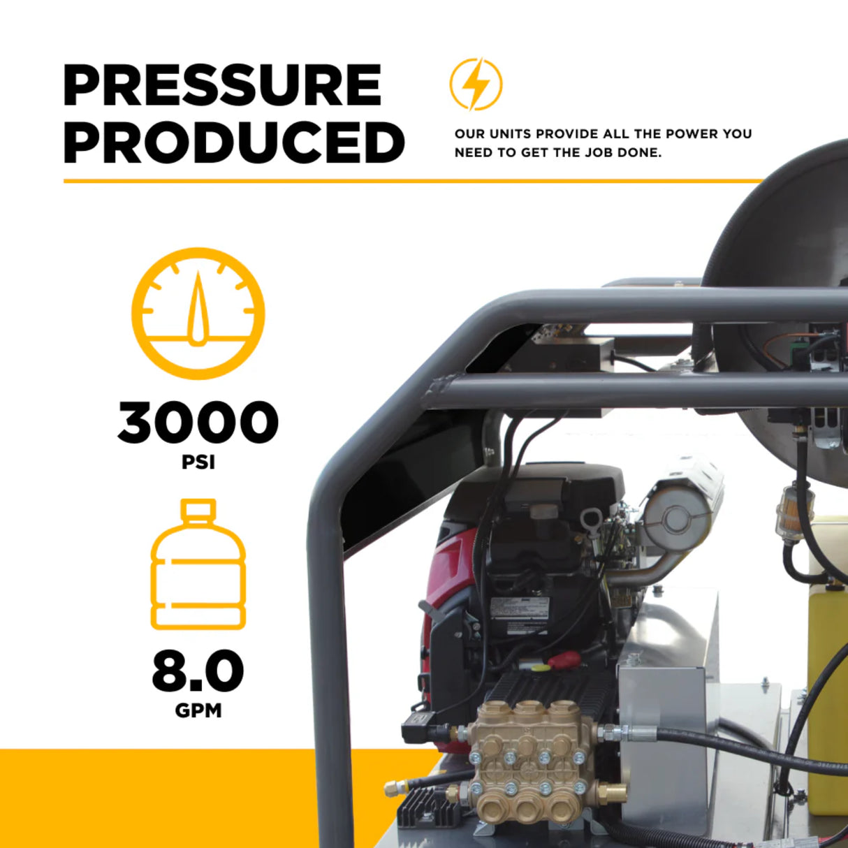 BE Power 3,000 PSI Truck-Mount Hot Water Pressure Washer with Honda GX690 Engine