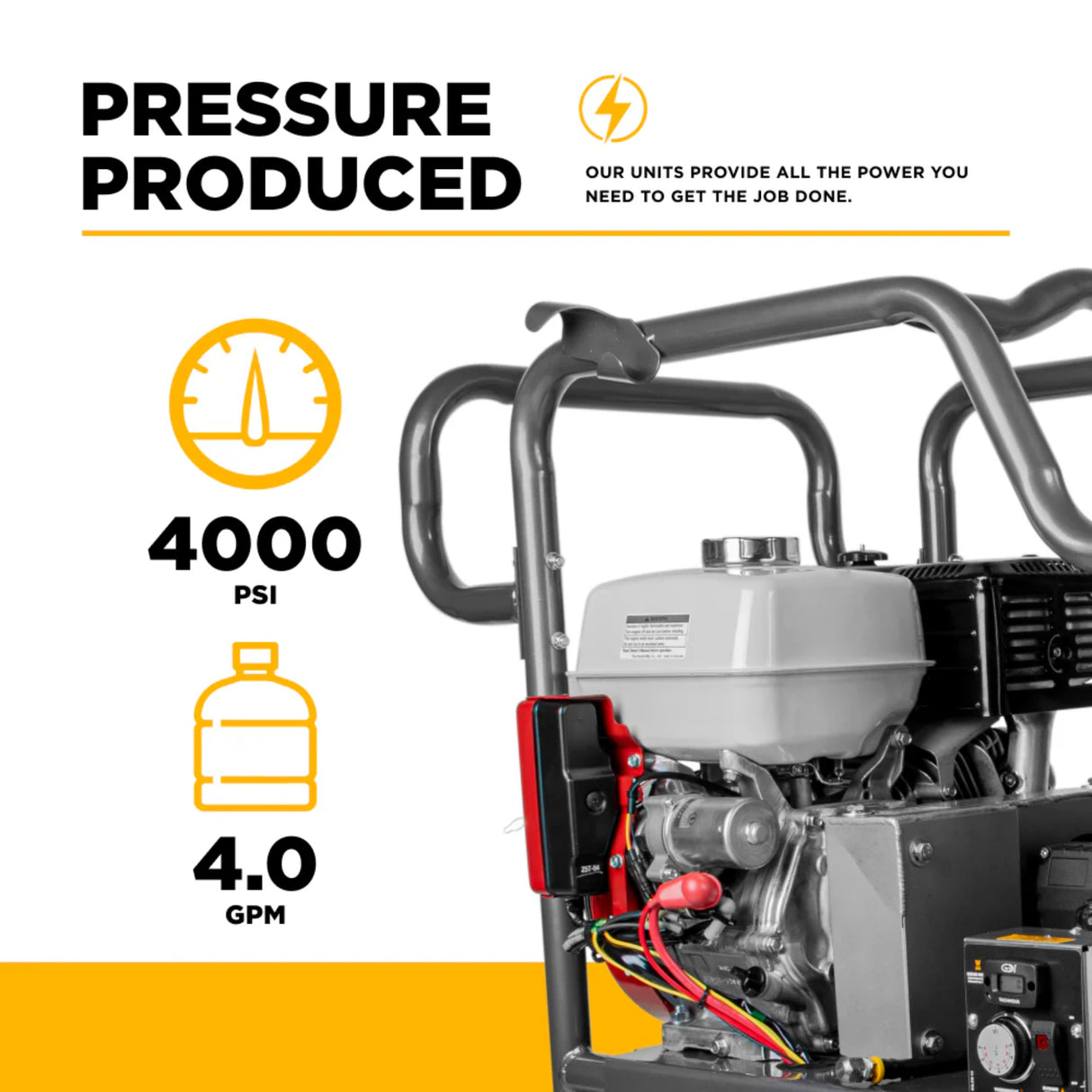 BE Power 4,000 PSI Belt-Drive Hot Water Pressure Washer with Honda GX390 Engine