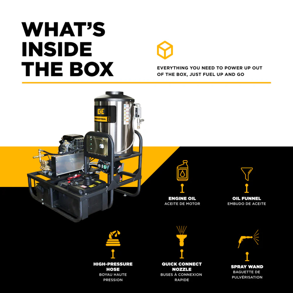 BE Power 3,500 PSI Industrial Truck-Mount Hot Water Pressure Washer with Vanguard 18 HP