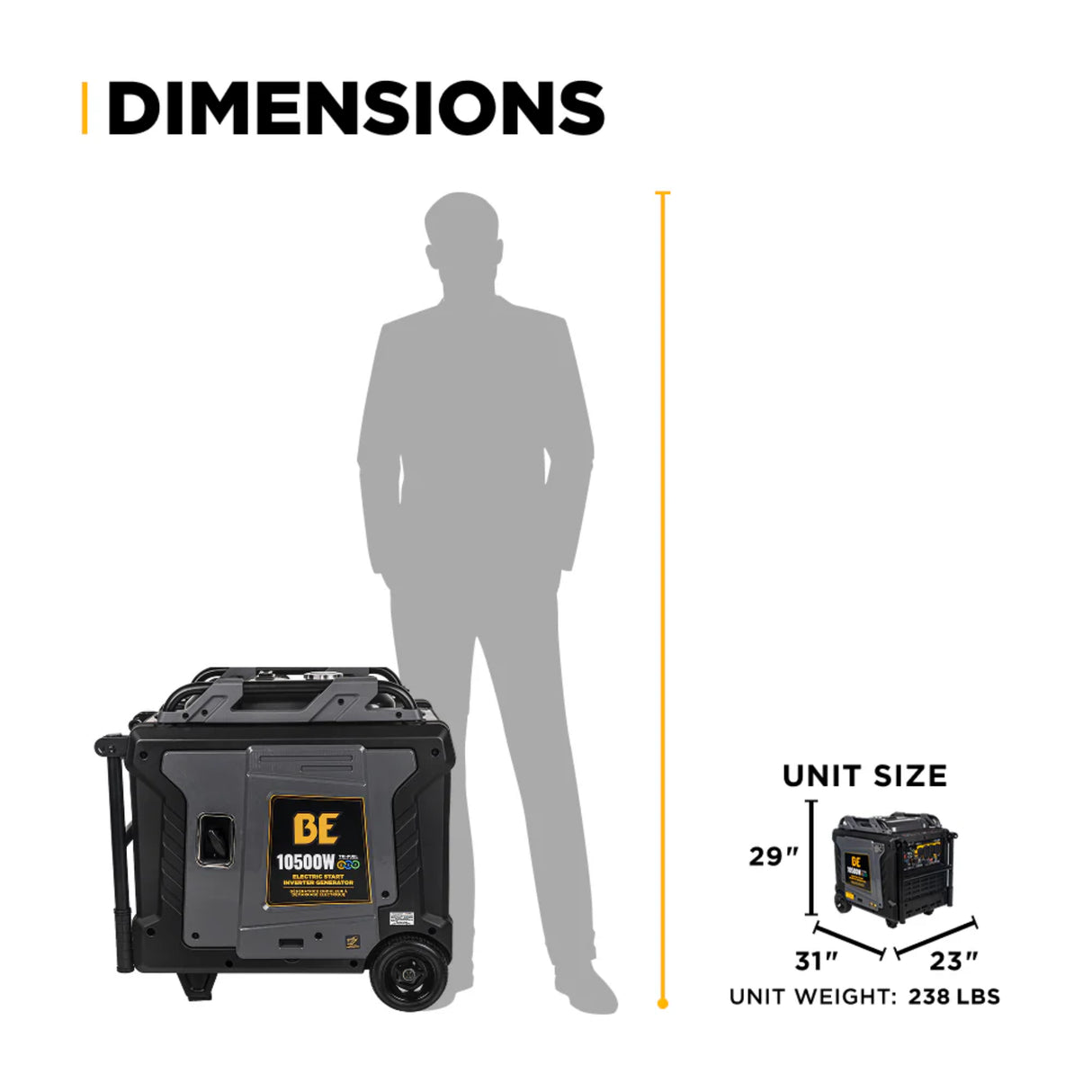 BE Power Equipment BE10500IT 10500W Tri-Fuel Digital Portable Inverter 458cc Generator