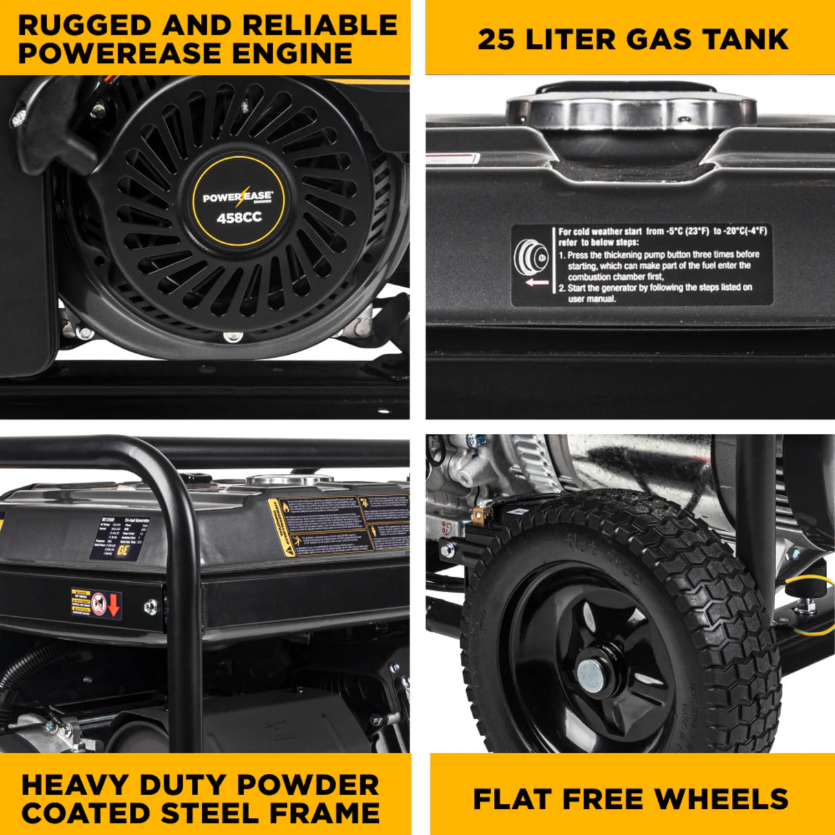 BE Power Equipment 12500W Portable Generator, Powerease 458cc Engine