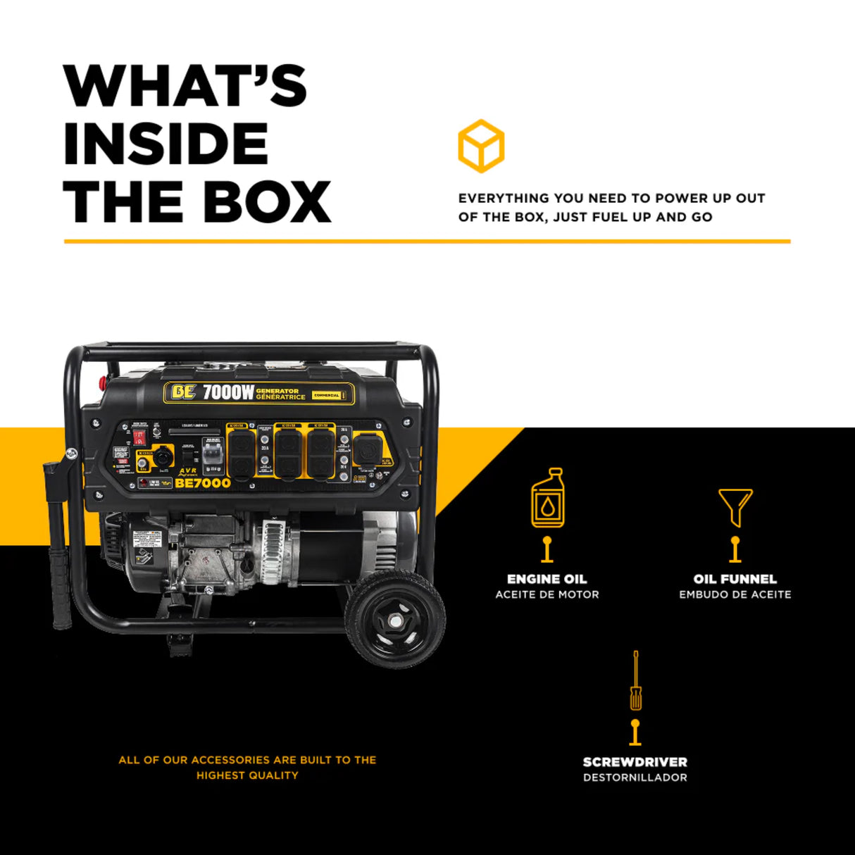 BE Power Equipment 7000W Portable Generator, Powerease 312cc Engine