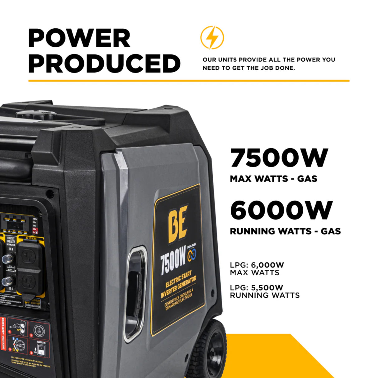 BE Power Equipment BE7500ID 7500W Dual-Fuel Digital Portable Inverter 312cc Generator