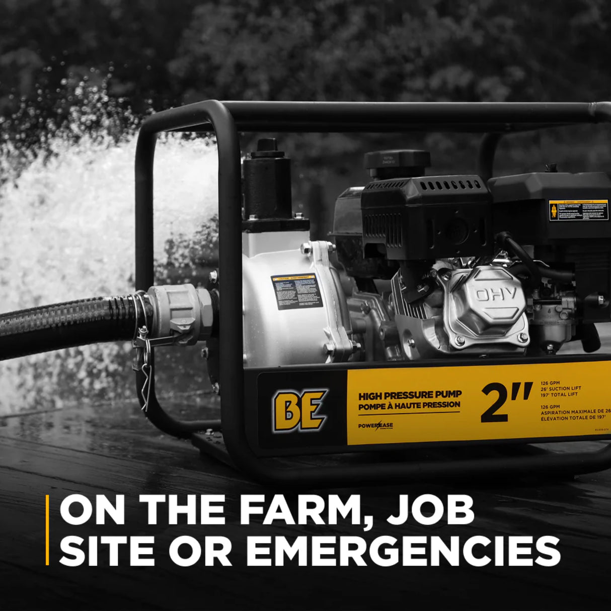 BE Power 2" High-Pressure Water Transfer Pump with Honda GX390 Engine
