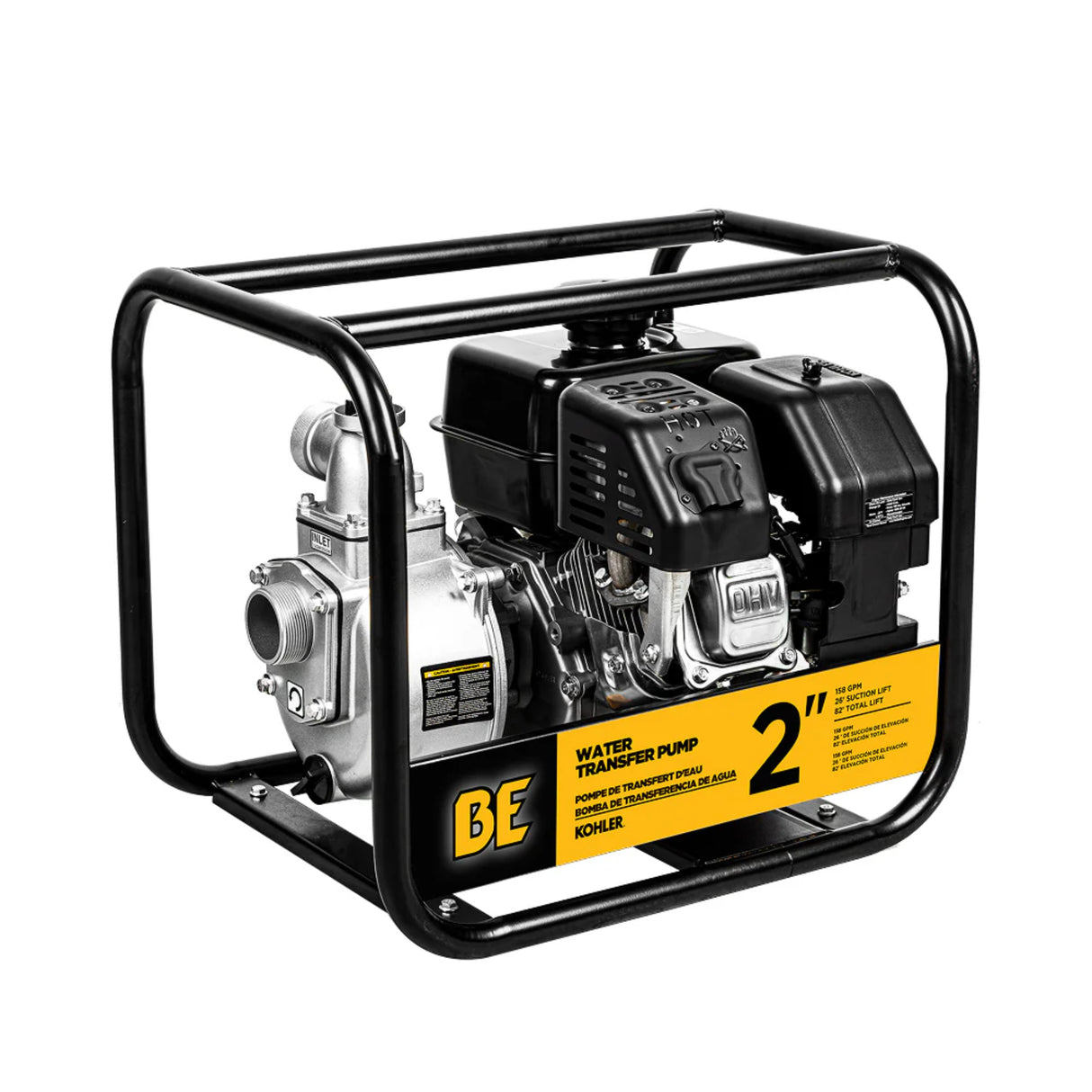 BE Power 2" Gas-Powered Water Transfer Pump with Kohler SH270 Engine
