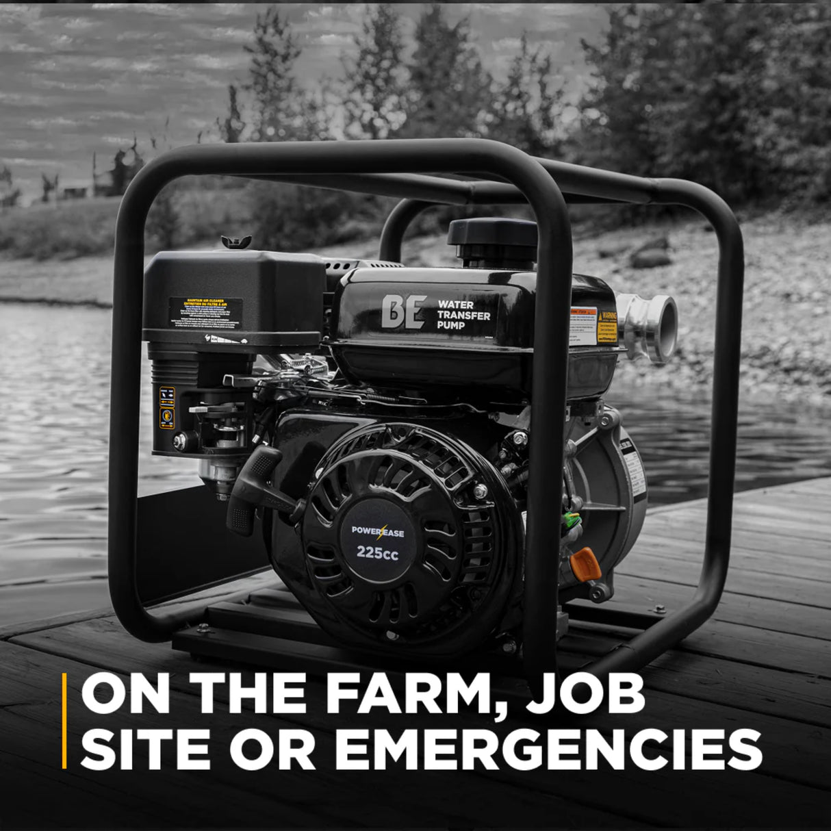BE Power 2" Gas-Powered Water Transfer Pump with Powerease 225 Engine