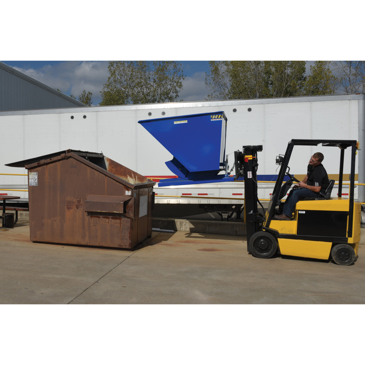 Vestil D Series Self-Dumping Steel Hoppers with Bumper Release | Dump From the Seat, Helps Meet OSHA, 0.25–5 Cubic Yard, LD/MD/HD Steel